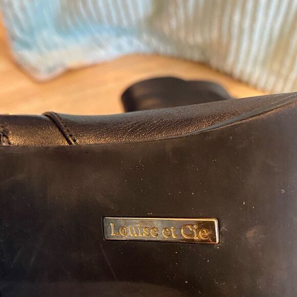 Louise et Cie Ankle Boots Zip Accent Buckles BLACK Leather Size 9 M Women - Picture 7 of 7